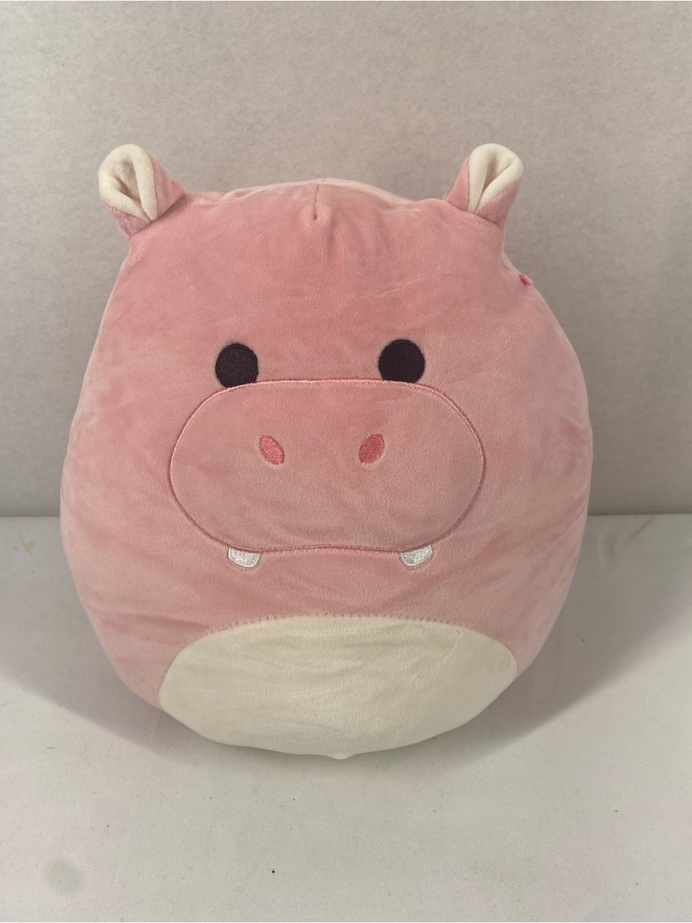 Squishmallows Pink Hippo Plush Accent Pillow with Cream Snout 8”